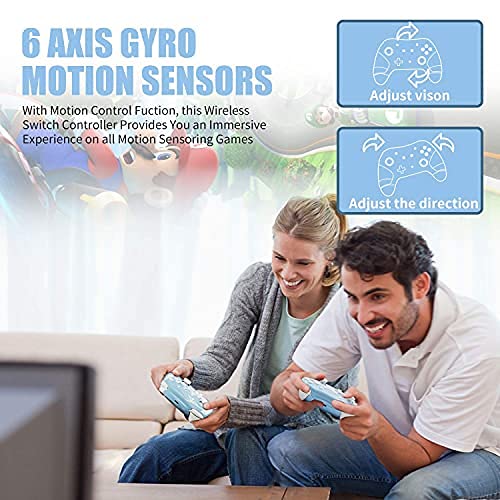 Wireless Switch Controller, Mytrix Controllers for Nintendo Switch/Lite, Enhanced Switch Pro Controller, Auto-Fire Turbo, Motion Control, Wake-Up, Headphone Jack, Adjustable Vibration Vibration, Bamboo Blue Wireless Switch Controller, Mytrix Controllers for Nintendo Switch/Lite, Enhanced Switch Pro Controller, Auto-Fire Turbo, Motion Control, Wake-Up, Headphone Jack, Adjustable Vibration Vibration, Bamboo Blue